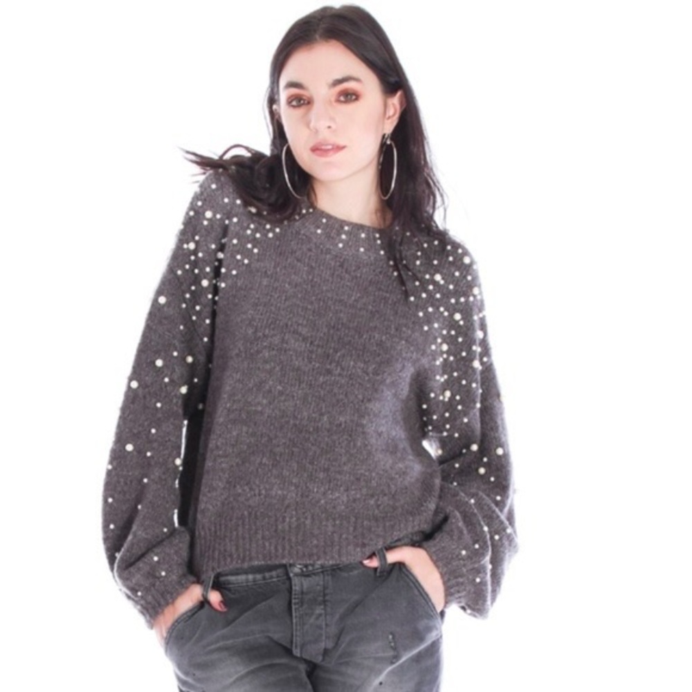 California Moonrise Knit Sweater with Pearl Details